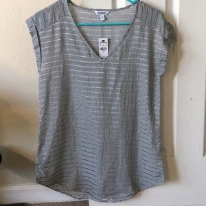 *NWT* Express Striped Rolled Sleeve V Neck Blouse